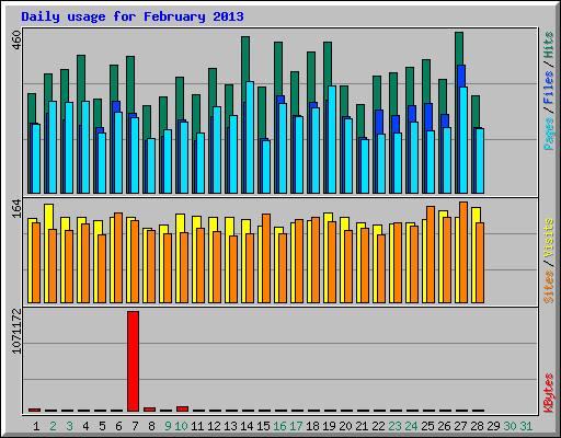 Daily usage for February 2013