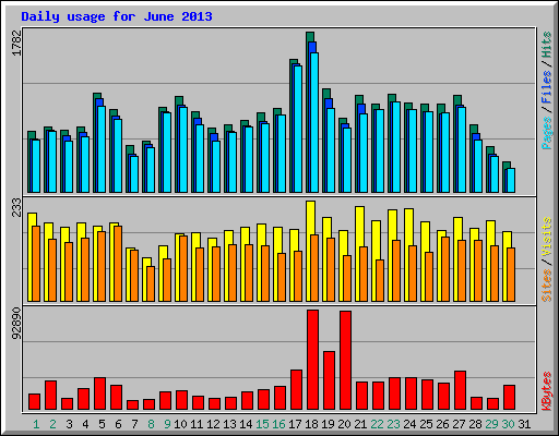 Daily usage for June 2013