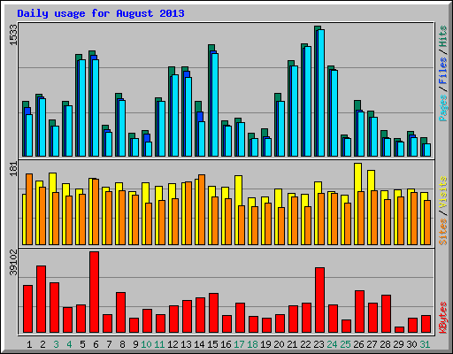 Daily usage for August 2013