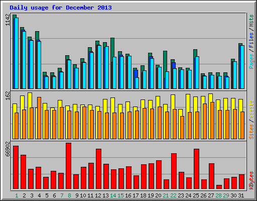 Daily usage for December 2013