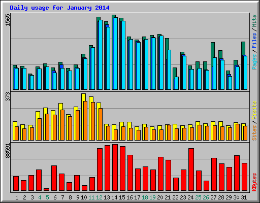 Daily usage for January 2014