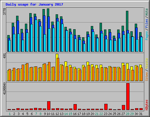 Daily usage for January 2017