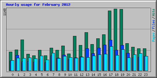 Hourly usage for February 2012