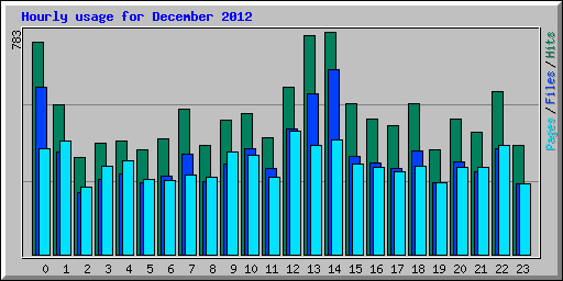 Hourly usage for December 2012