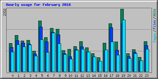 Hourly usage for February 2016