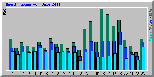 Hourly usage for July 2016