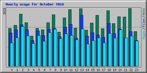 Hourly usage for October 2016