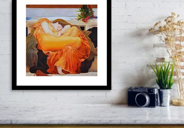 Flaming June framed print on a wall